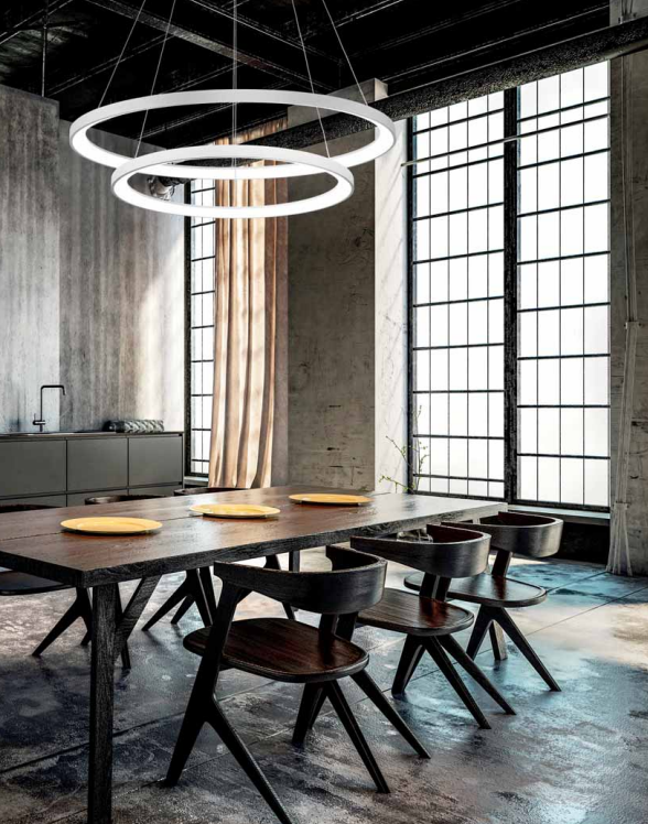 GEALUCE Sospensione montatura in alluminio satinato bianco-oro. Diffusore in acrilico bianco opale. LED KRIZIA S/2 GEALUCE Sospensione montatura in alluminio satinato bianco-oro. Diffusore in acrilico bianco opale. LED KRIZIA S/2